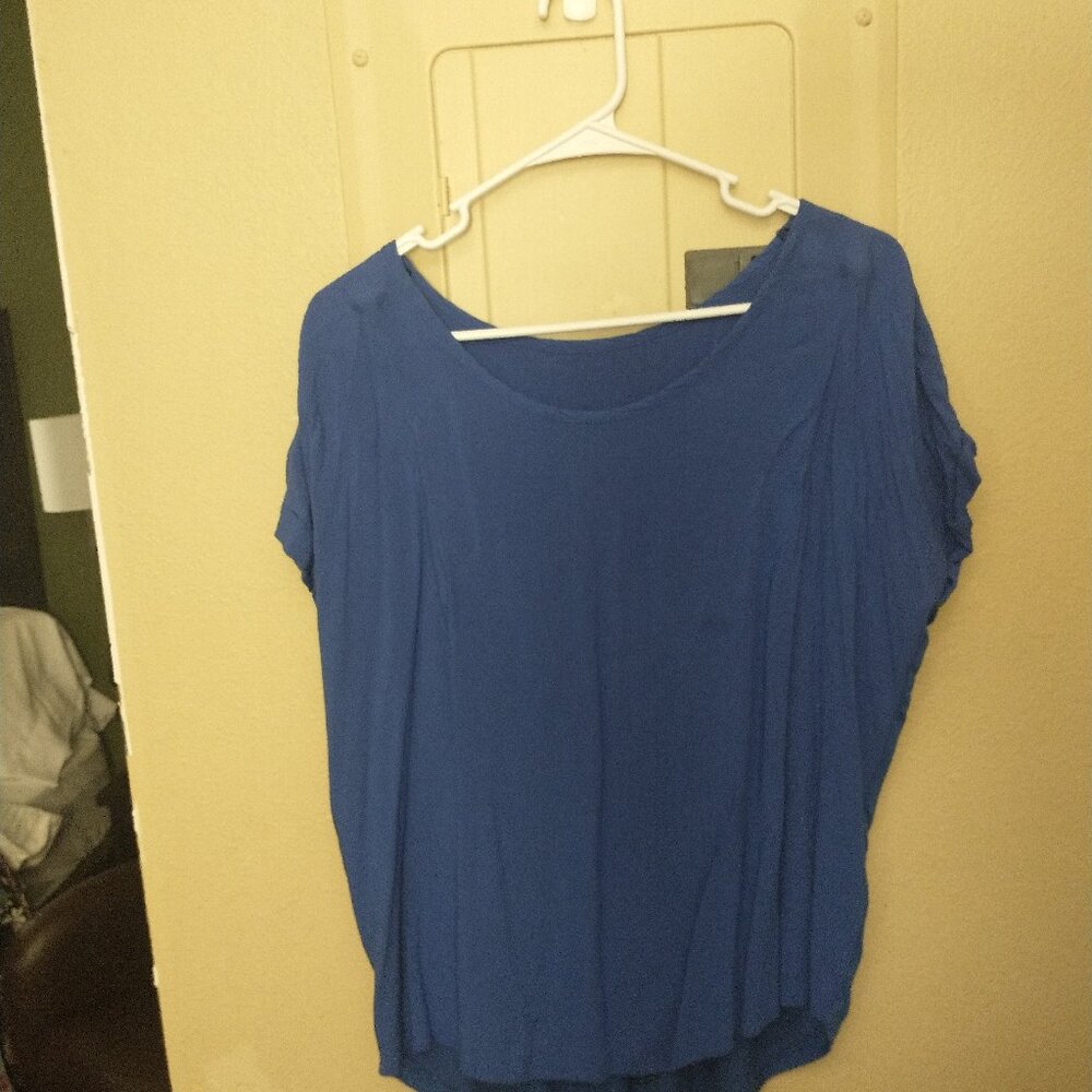 Royal Blue Womens work blouse Size Large